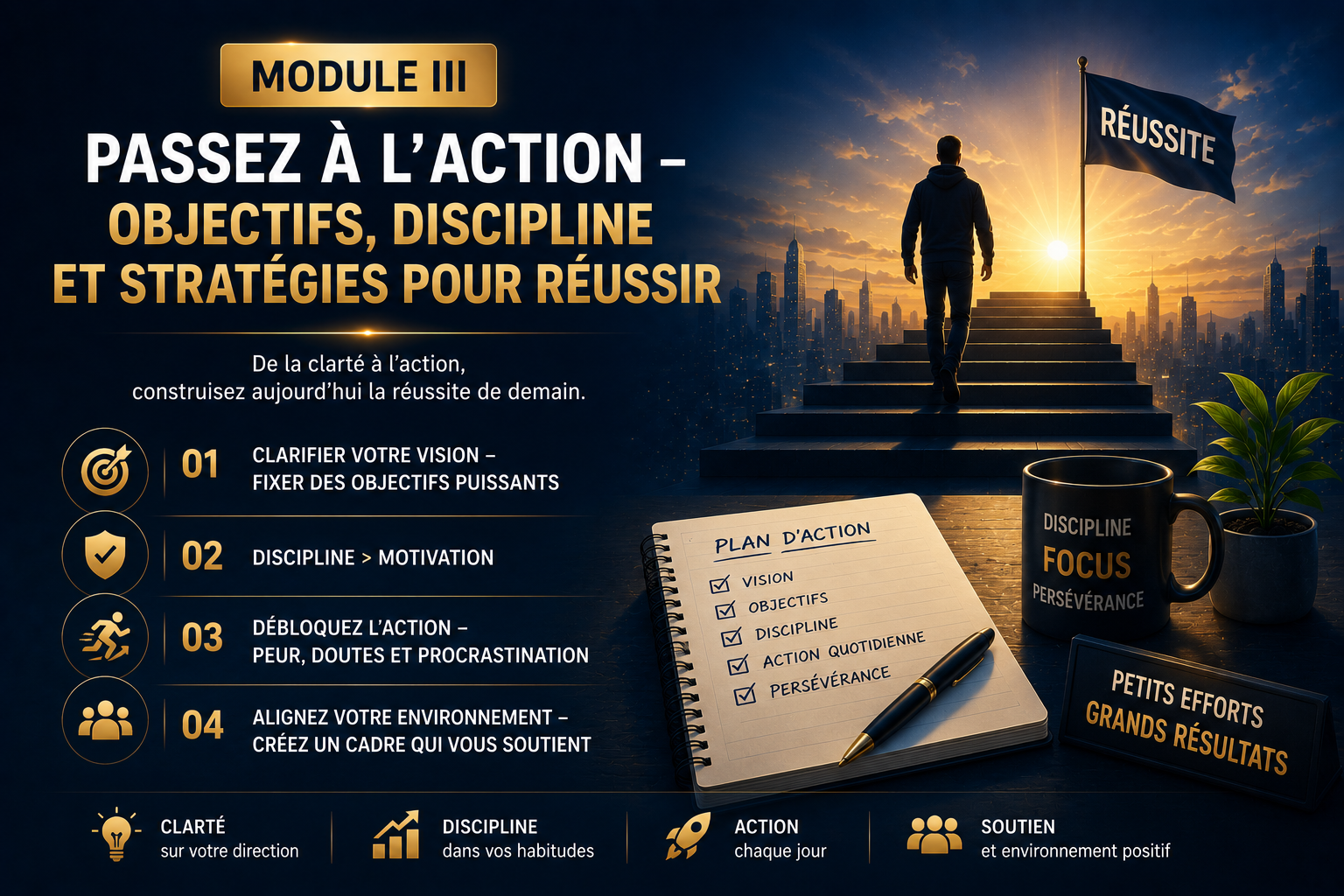 P&D – Module 3 : Passez à l’action – Objectifs, discipline et stratégies pour réussir